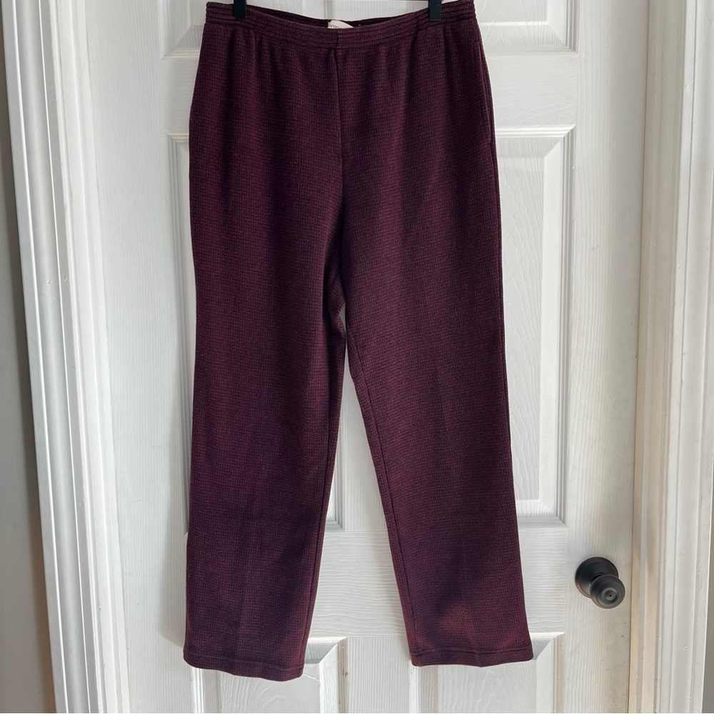 Drapers & Damons Comfort Pull-on Stretchy Burgundy Pants Size M Elastic Waist
